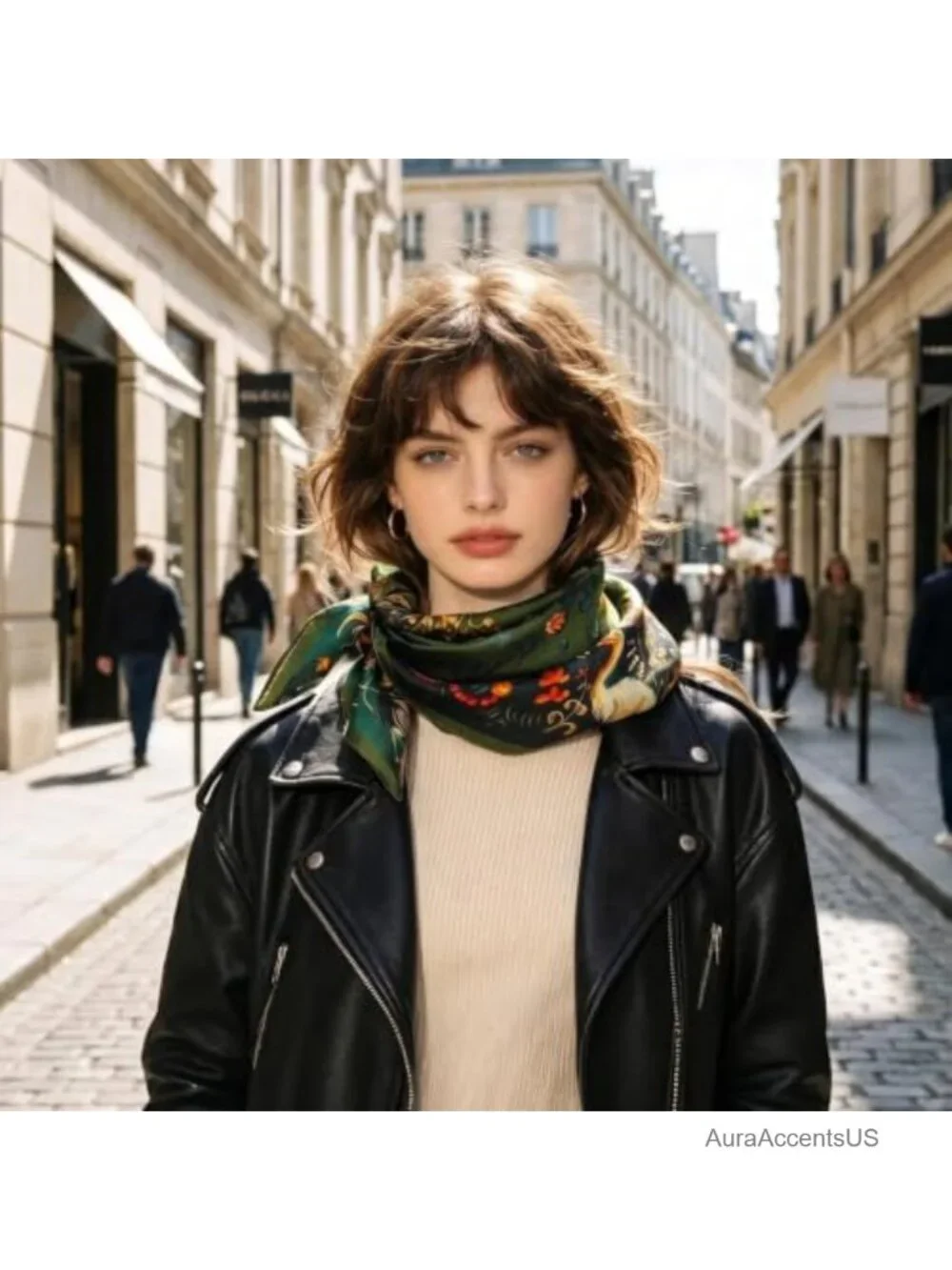 100% Mulberry Silk Scarf 21x21 Lightweight Neckerchief Digital Print Unisex